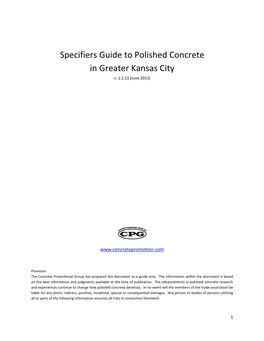 Specifiers Guide to Polished Concrete in Greater Kansas City V