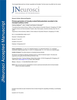 Primary Generators of Visually Evoked Field Potentials Recorded in the Macaque Auditory Cortex