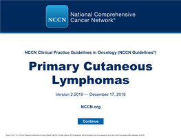 Primary Cutaneous Lymphomas
