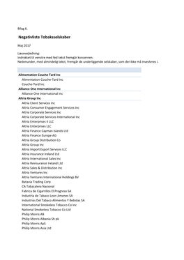 Negativliste Tobaksselskaber