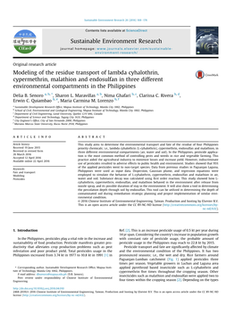 Modeling of the Residue Transport of Lambda Cyhalothrin, Cypermethrin, Malathion and Endosulfan in Three Different Environmental Compartments in the Philippines