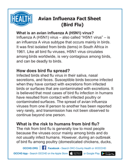 Avian Influenza Fact Sheet (Bird Flu)