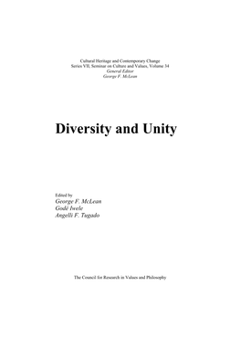 Unity and Diversity