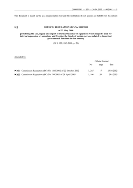 2000R1081 — En — 30.04.2003 — 002.001 — 1 B Council