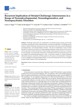 Recurrent Implication of Striatal Cholinergic Interneurons in a Range of Neurodevelopmental, Neurodegenerative, and Neuropsychiatric Disorders