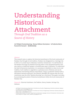 Understanding Historical Attachment Through Oral Tradition As a Source of History