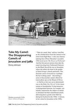 Take My Camel: the Disappearing Camels of Jerusalem and Jaffa