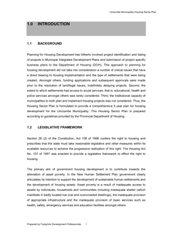 Umzumbe Housing Sector Plan Final Report