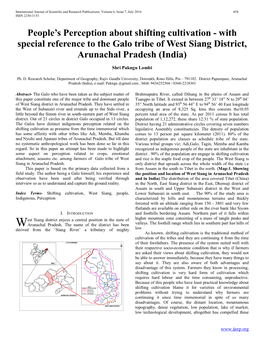 With Special Reference to the Galo Tribe of West Siang District, Arunachal Pradesh (India)