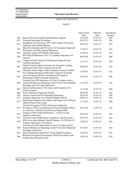 Print Date: 5/31/19 CTOC-1 Certificate No: MCAA037A Midcontinent Airlines, Inc