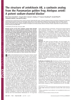 The Structure of Zetekitoxin AB, a Saxitoxin Analog from the Panamanian Golden Frog Atelopus Zeteki: a Potent Sodium-Channel Blocker