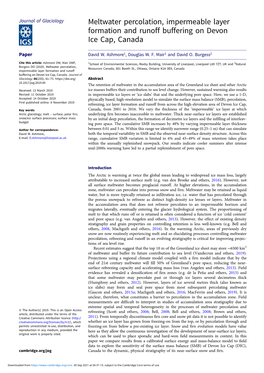 Meltwater Percolation, Impermeable Layer Formation and Runoff Buffering on Devon Ice Cap, Canada