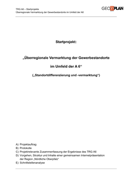 Startprojekt: „Überregionale Vermarktung Der Gewerbestandorte