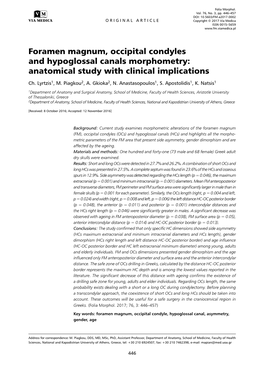 Foramen Magnum, Occipital Condyles and Hypoglossal Canals Morphometry: Anatomical Study with Clinical Implications Ch