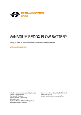 Vanadium Redox Flow Battery