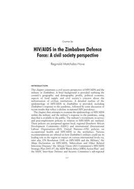 HIV/AIDS in the Zimbabwe Defence Force: a Civil Society Perspective