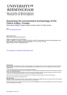 University of Birmingham Assessing the Environment