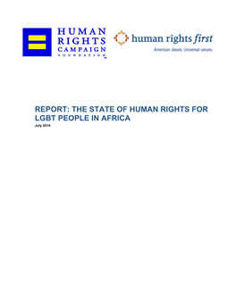 THE STATE of HUMAN RIGHTS for LGBT PEOPLE in AFRICA July 2014