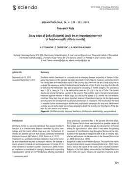 Research Note Stray Dogs of Sofia (Bulgaria) Could Be an Important Reservoir of Heartworm (Dirofilaria Immitis)