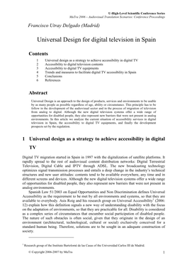 Universal Design for Digital Television in Spain