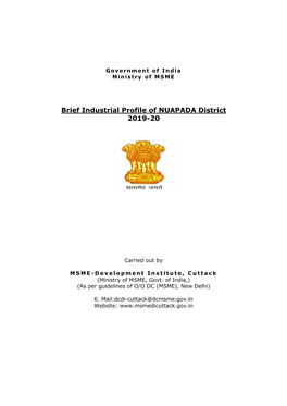 Brief Industrial Profile of NUAPADA District 2019-20