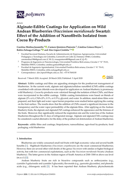 Alginate-Edible Coatings for Application on Wild Andean Blueberries (Vaccinium Meridionale Swartz)