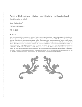 Areas of Endemism of Selected Seed Plants in Southcentral And