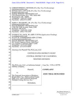 Case 2:20-Cv-04790 Document 1 Filed 05/28/20 Page 1 of 28 Page ID #:1