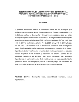 1 Desempeño Fiscal De Los Municipios Que Conforman