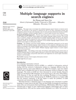 Multiple Language Supports in Search Engines