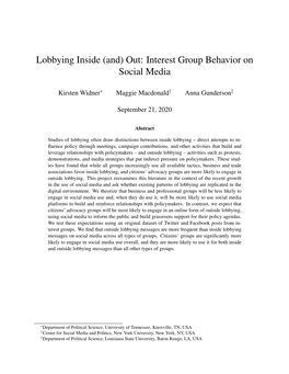 Lobbying Inside (And) Out: Interest Group Behavior on Social Media