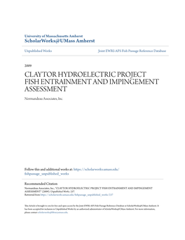 CLAYTOR HYDROELECTRIC PROJECT FISH ENTRAINMENT and IMPINGEMENT ASSESSMENT Normandeau Associates, Inc