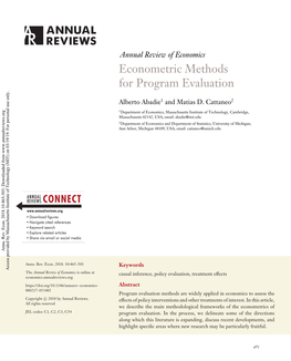 Econometric Methods for Program Evaluation