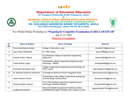 Department of Extension Education Dr