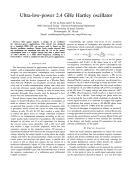 Ultra-Low-Power 2.4 Ghz Hartley Oscillator