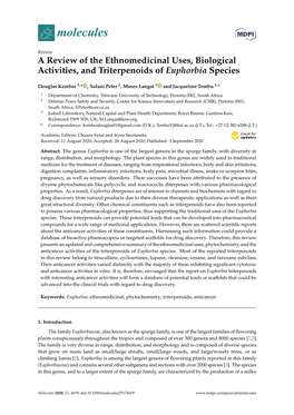 A Review of the Ethnomedicinal Uses, Biological Activities, and Triterpenoids of Euphorbia Species