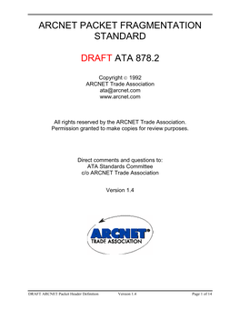 Arcnet Packet Fragmentation Standard