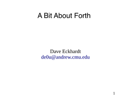 A Bit About Forth