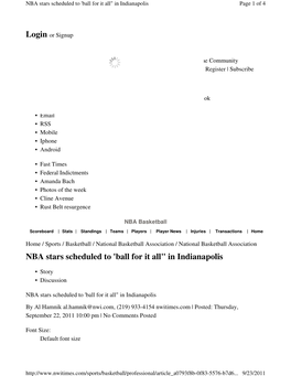 NBA Stars Scheduled to 'Ball for It All" in Indianapolis Page 1 of 4