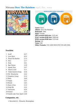 Nirvana Over the Rainbow Mp3, Flac, Wma