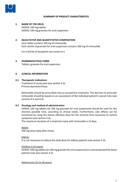 ISODOL 100 Mg Tablets ISODOL 100 Mg Granules for Oral Suspension