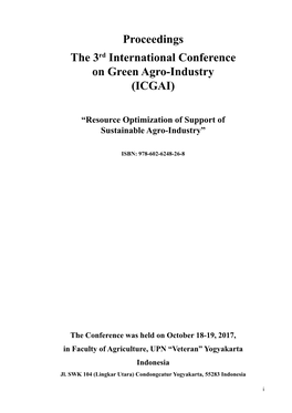 Proceedings the 3Rd International Conference on Green Agro-Industry (ICGAI)