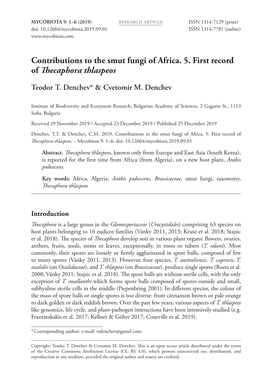 Contributions to the Smut Fungi of Africa. 5. First Record of Thecaphora