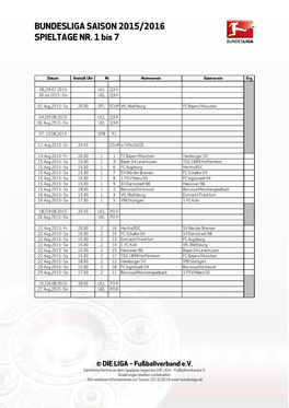 Bundesliga-Spielplan Saison 2015/2016