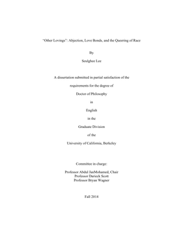 Abjection, Love Bonds, and the Queering of Race by Seulghee Lee