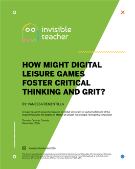 How Might Digital Leisure Games Foster Critical Thinking and Grit?