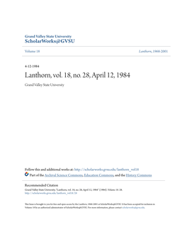 Lanthorn, Vol. 18, No. 28, April 12, 1984 Grand Valley State University