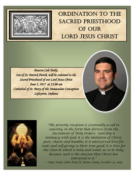 Ordination to the Sacred Priesthood of Our Lord Jesus Christ