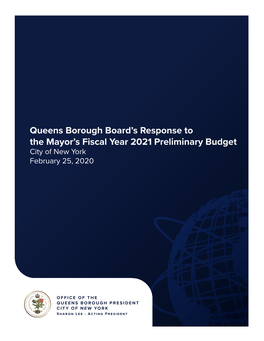 Queens Borough Board's Response to the Mayor's Fiscal Year 2021