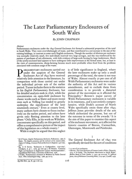 The Later Parliamentary Enclosures of South Wales